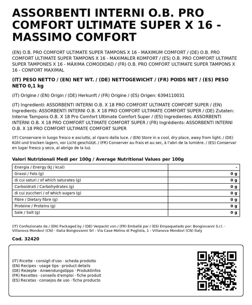 Assorbenti Interni o.b. Pro Comfort Ultimate Super x 16 - Massimo Comfort