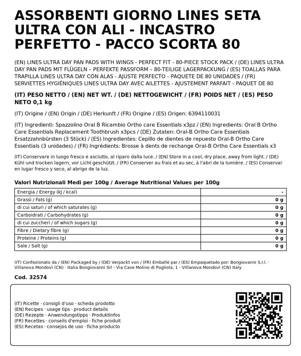 ASSORBENTI GIORNO LINES SETA ULTRA CON ALI - INCASTRO PERFETTO - PACCO SCORTA 80 PEZZI