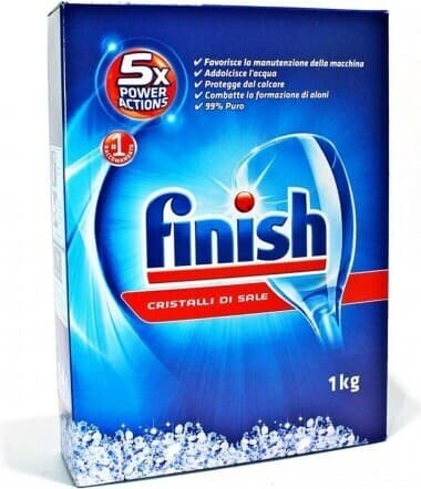 Finish Cristalli di Sale Anticalcare per Lavastoviglie, 1 Kg - Protezione Ottimale e Brillantezza