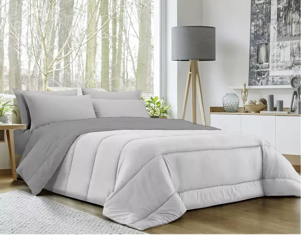 Trapunta Bicolore Grigia a Due Piazze - Comfort e Stile per la Camera da Letto