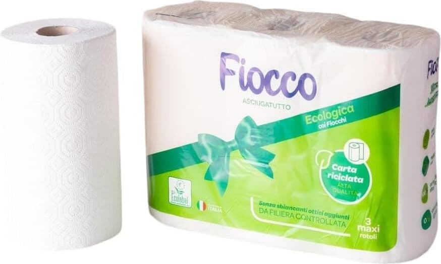 Fiocco Asciugatutto Ecologico, 2 Veli, 1 Confezione con 3 Maxi Rotoli