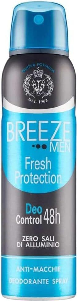 12 x Deodorante Spray Breeze Men Fresh Protection, 150ml - Protezione Freschezza Duratura per Uomo