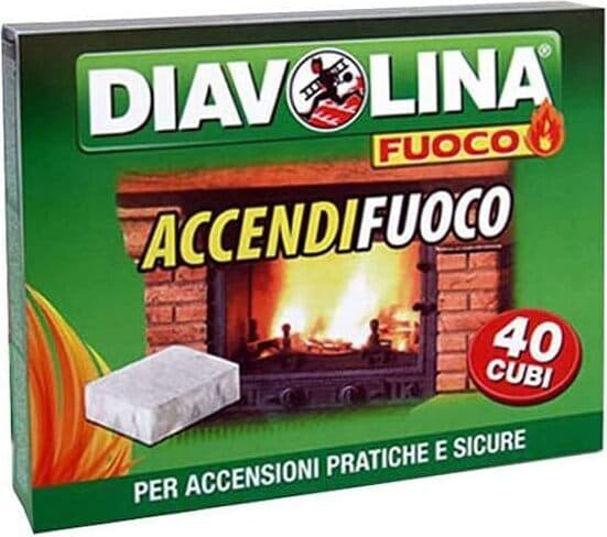 Diavolina Accendi Fuoco - Cubetti per Accensione Rapida e Sicura, 40 Pezzi - Ideale per Caminetti, Stufe e Barbecue