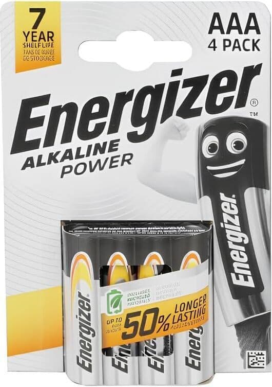 Energizer® Batterie Alcaline AAA Power | Micro LR03 1,5V | Confezione da 4 Pezzi | Alcaline e Manganese | Ideali per Dispositivi Elettronici