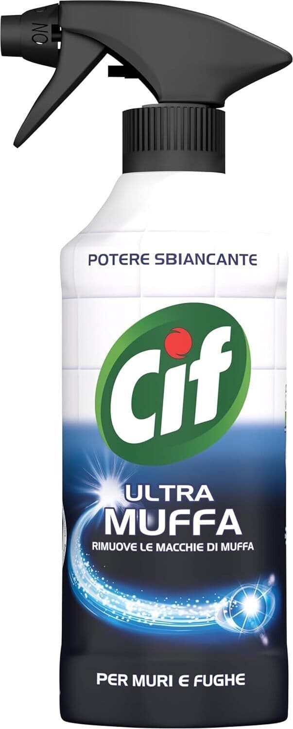 12 X Spray Antimuffa Cif Ultra Muffa 500 ml - Detergente Potente per Rimozione Macchie di Muffa e Sbiancamento Fughe Piastrelle, Ideale per Muri, Piastrelle, Tende da Bagno