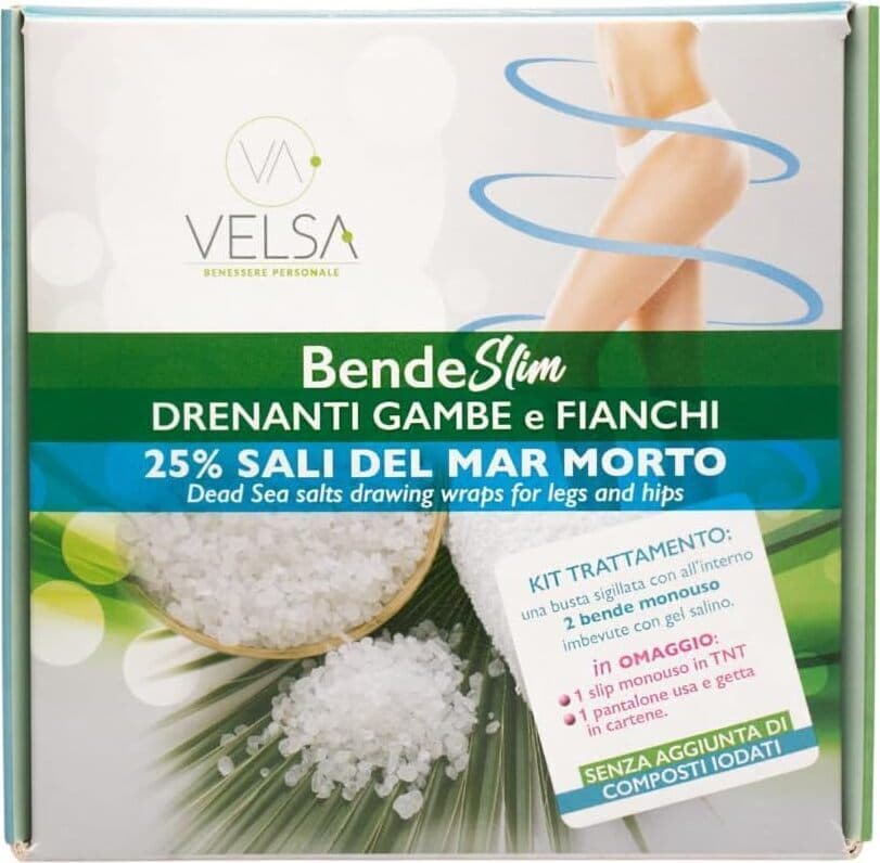 Drenanti Anticellulite BENDESlim con Sali del Mar Morto - Bendaggi Estetici per Gambe, Fianchi e Pancia - Kit Due Bendaggi da 250 ml con Pantaloni in Cartene e Slip Monouso in Omaggio