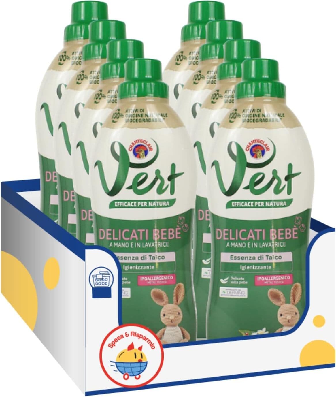 8 X DETERSIVO IGIENIZZANTE PER CAPI DELICATI CHANTE CLAIRE VERT - ECODETERGENTE DOLCE TALCO BEBE' 750 ML
