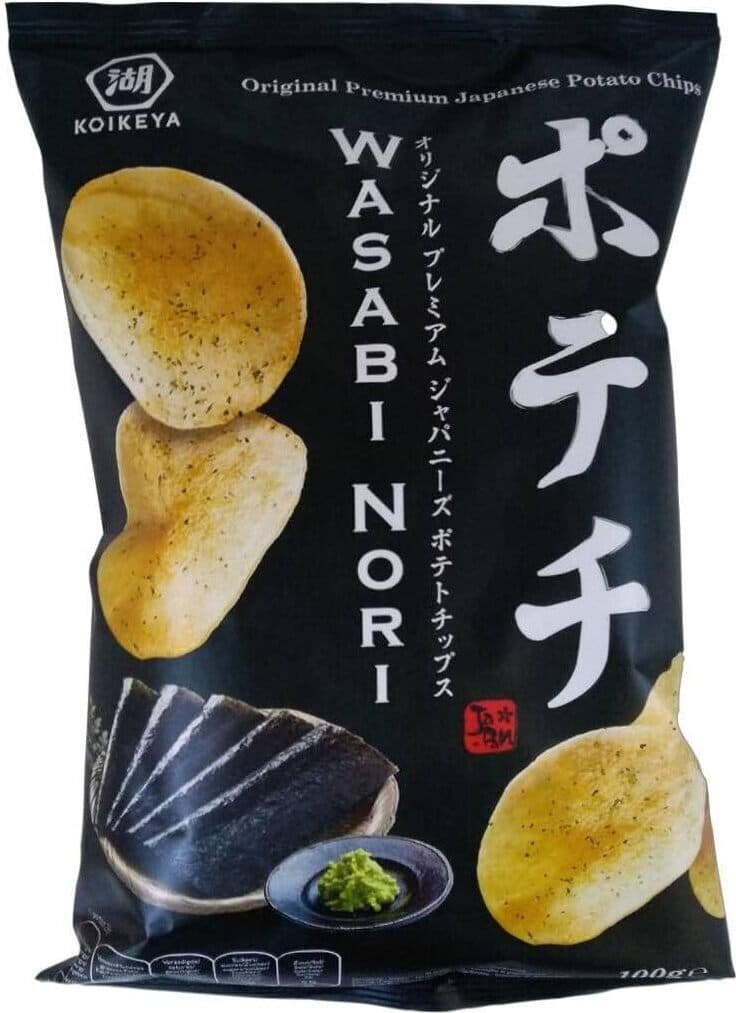 12 X Patatine Giapponese Gusto Di Wasabi Nori - Koikeya Chips - 100G