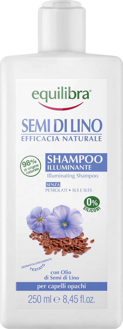 Shampoo Equilibra Illuminante 250ml con Semi di Lino per Capelli Opachi - Trattamento Nutriente