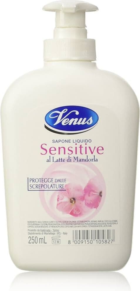 Sapone Liquido Delicato Venus Sensitive per Viso e Mani, 250 ml - Confezione da 12 Pezzi