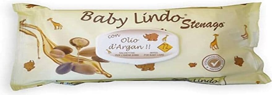Baby Lindo - Salviettine detergenti baby pop-up con olio di argan, 1 confezione da 72 pz X 12 Pezzi