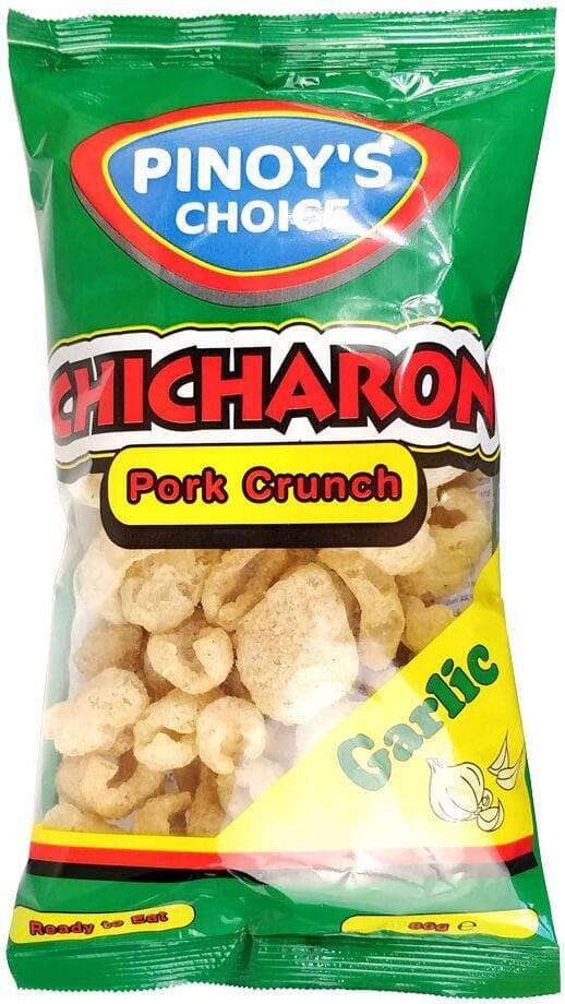 Pinoy's Choice Chicharon - Aglio scricchiolio di maiale, 80 g X 6 Pezzi