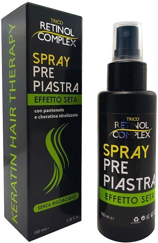 Spray Protettivo Pre Piastra Trico Retinol Complex Effetto Seta con Pantenolo e Cheratina Idrolizzata - 100 ml - Ideale per Capelli Lisci e Lucenti