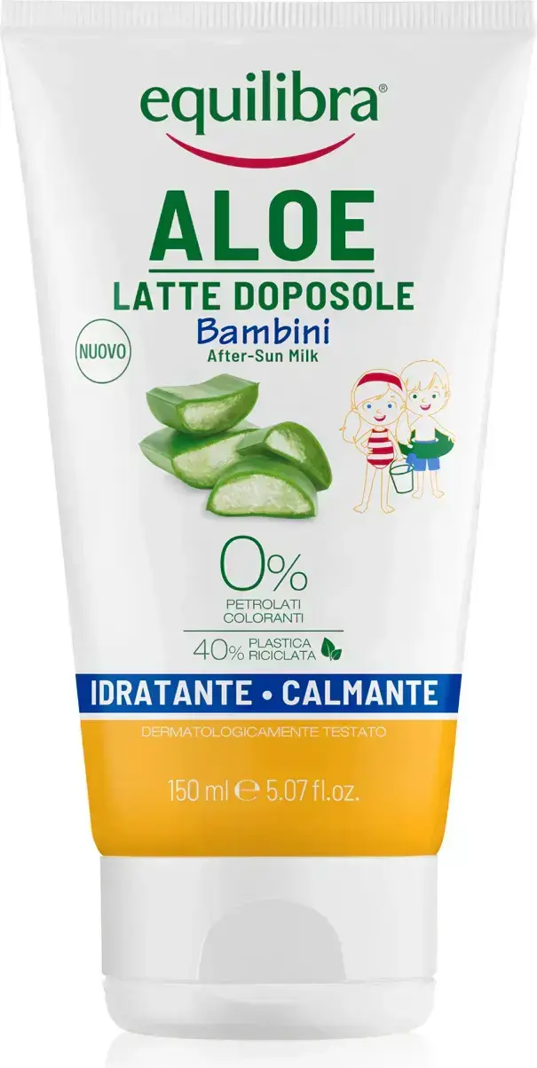 EQUILIBRA SOL. ALOE BAMBINI LATTE DOPOSOLE 0% PETROLATI SILICONI IDRATANTE CALMANTE ML 150 TUBO X 6 Pezzi