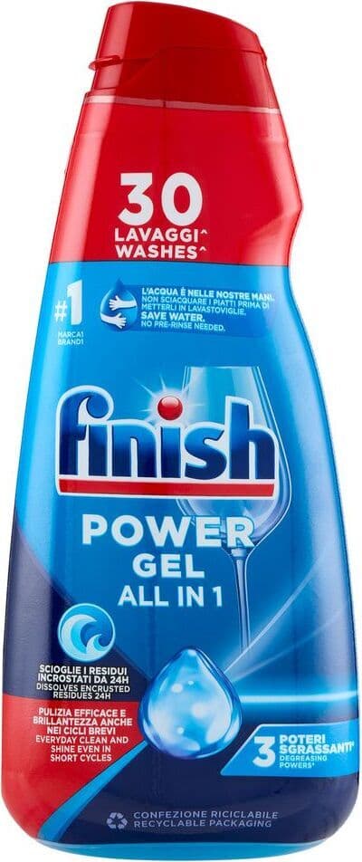 FINISH 600 ML POWER GEL 30 LAVAGGI 3X POTERI SGRASSANTI FRESH X 4 PZ. X 2 Pezzi
