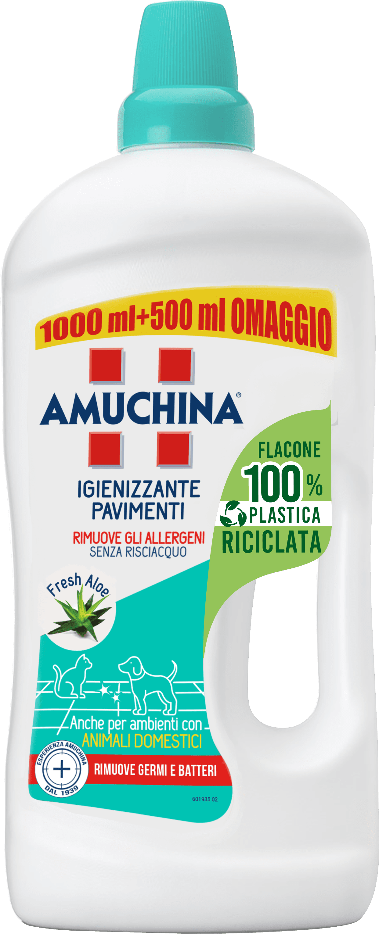 AMUCHINA Detersivo Igienizzante per Pavimenti Fresh Aloe 1.5 LT, Pulizia Profonda e Sicura