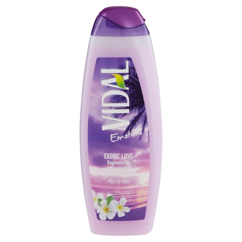 Bagnoschiuma Vidal Emotions Exotic Love con Fiori di Tiaré - Formula Rivitalizzante, Dermatologicamente Testato, 500ml